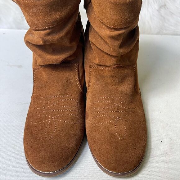 Aldo brown suede leather ankle boots 3” heels wedge SZ9 . - Picture 2 of 9